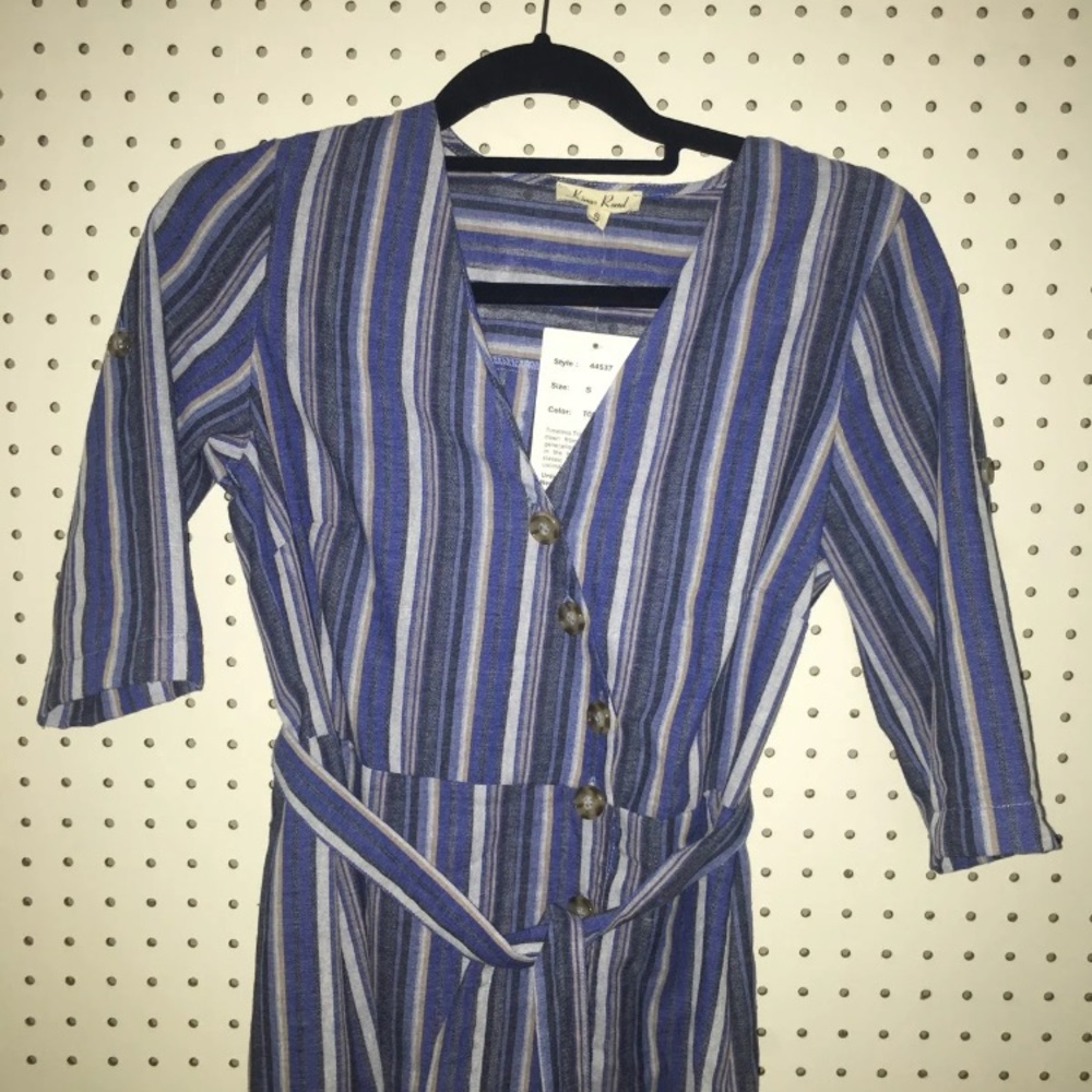 Kings Road Blue Striped Midi Dress